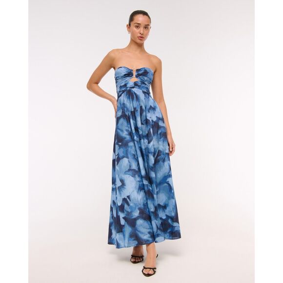 Abercrombie & Fitch Dresses & Skirts - Abercrombie and Fitch Blue Pattern Strapless Hardware Cutout Maxi Dress XL